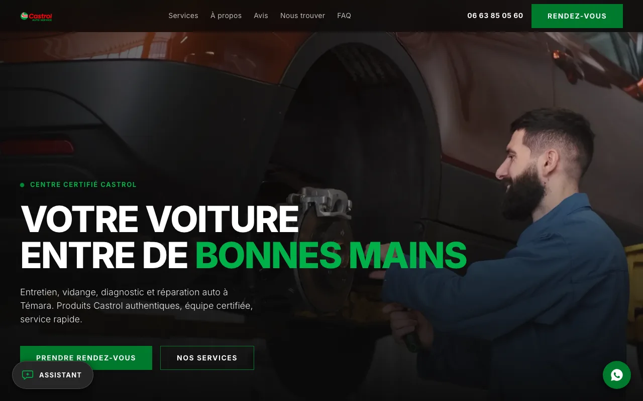 Le site du garage Castrol Service Témara